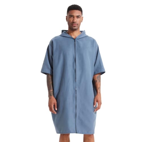 PengGengA Bademantel mit Kaputze und Reißverschluss für Damen & Herren Surf Handtuch Poncho Umziehhilfe Mikrofaser Badeponcho von PengGengA