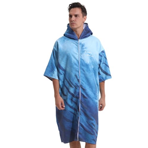 PengGengA Bademantel mit Kaputze und Reißverschluss für Damen & Herren Surf Handtuch Poncho Umziehhilfe Mikrofaser Badeponcho von PengGengA