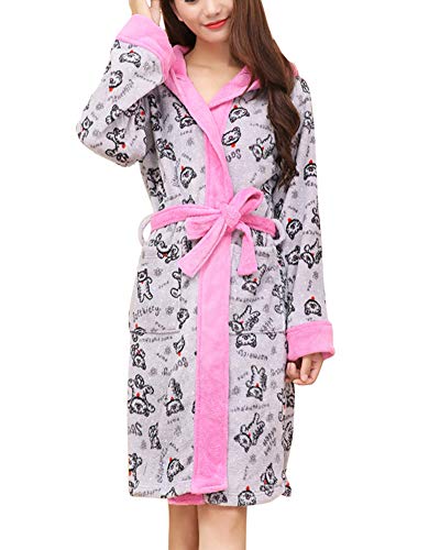 PengGengA Damen Bademantel Saunamantel Frottee Lang Morgenmantel Nachtwäsche Homewear Kleidung Mit Kapuzen Katze S von PengGengA