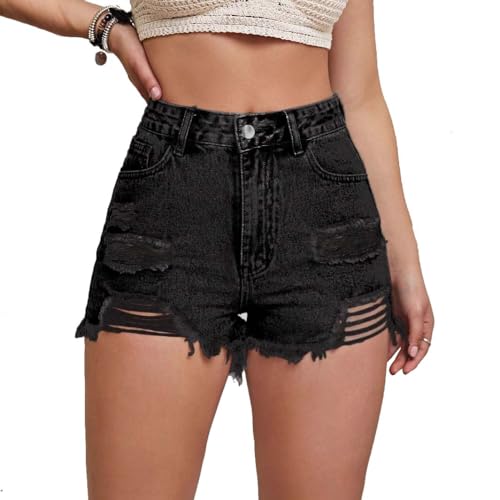 PengGengA Damen Casual Ripped Denim Shorts Hohe Taille Kurze Jeanshose mit Taschen Hotpants Zerrissene Jeansshorts von PengGengA
