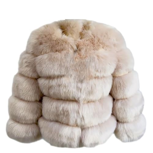PengGengA Damen Kunstpelz Mantel Faux Pelz Winterjacke Kunstfell Oberbekleidung Offener Front Crop Dicker Parka Wintermantel Warm Plüschjacke - Beige, S von PengGengA