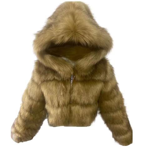 PengGengA Damen Kunstpelz Mantel Winterjacke Kurz Kunstpelz Mäntel Winter Pelzmantel mit Kaputze Rundhals Felljacke Outwear Oberteile Tops - Braun, L PengGengA Damen Kunstpelz Mantel Winterjacke Kurz Kunstpelz Mäntel Winter Pelzmantel mit Kaputze Rundhals Felljacke Outwear Oberteile Tops - Braun, L von PengGengA