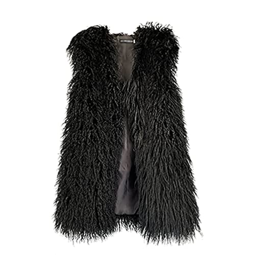 PengGengA Damen Kunstpelz Weste Weich Warm Ärmellose Jacke Leicht Herbstmantel mit Hakenverschlüsse (Schwarz, XL) von PengGengA