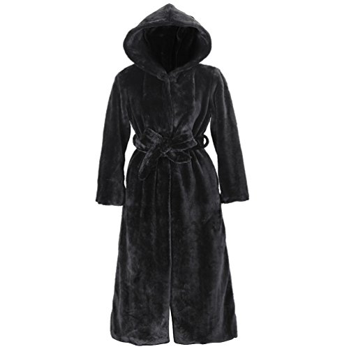 PengGengA Damen Pelzmantel Kapuzenjacke Wintermantel Lang Kunstpelz Jacke Warm Felljacke Parka Trench - Schwarz, CN S von PengGengA