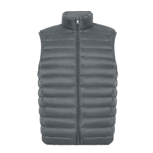 PengGengA Herren Leichte Steppweste Daunenweste mit Stehkragen Slim Fit Outdoor Puffer Weste Ärmellose Sportweste Body Warmers - Grau,XXL von PengGengA
