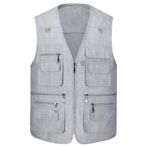 PengGengA Herren Outdoor Weste Mit Vielen Taschen Freizeit Fishing Weste Ärmellos Jacke Groß Größe 202 5XL von PengGengA