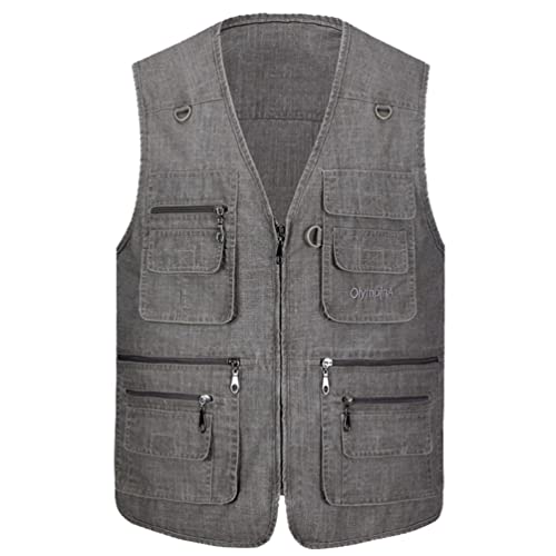 PengGengA Herren Outdoor Weste Mit Vielen Taschen Freizeit Fishing Weste Ärmellos Jacke Groß Größe 204 4XL von PengGengA