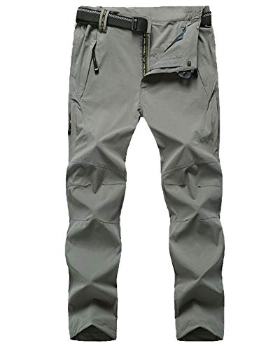 PengGengA Outdoor Hose Herren Mit Gürtel Lose Große Größe Schnell Trocknende Wanderhose Funktionshose Gräulich L von PengGengA