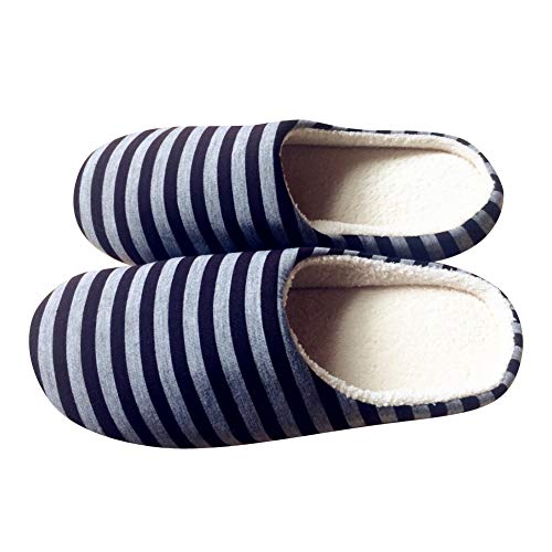 PengGengA Pantoffeln Plüsch Wärme Weiche Hausschuhe Kuschelige Home Streifen rutschfeste Slippers Mit Cartoon Für Unisex Kaffeebraun 42/43 EU Männer von PengGengA