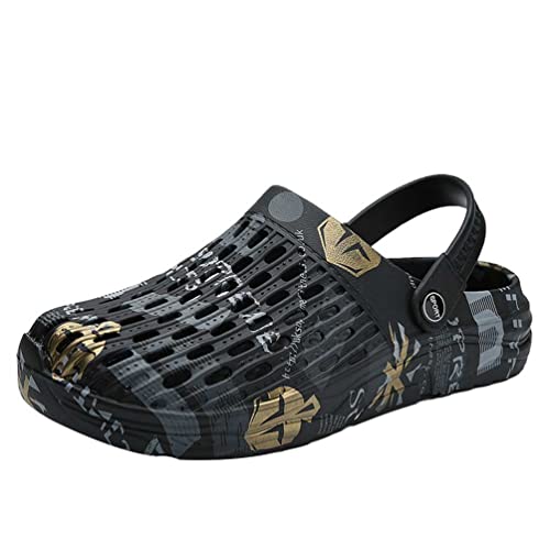 PengGengA Plattform Sandalen Männer Clogs Aushöhlen Camo Gartenschuhe Hausschuhe Anti-Rutsch Strandsandalen - Schwarz, CN 40 (EU 39) von PengGengA
