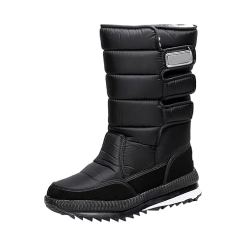 PengGengA Winterstiefel Damen Warme Gefüttert Winterschuhe Wasserdicht Schneestiefel Rutschfeste Mittelhoher Boot Unisex - Schwarz, CN37 von PengGengA