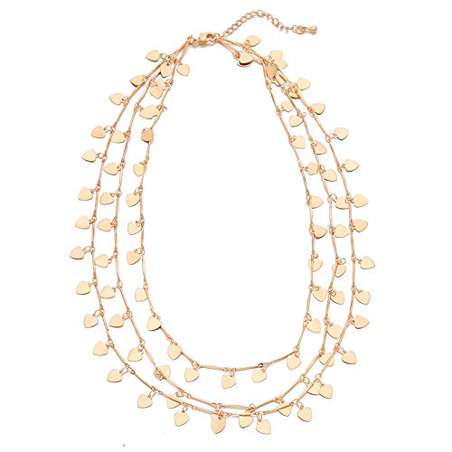 Dreistufige PengJin-Damenhalskette mit Stern- / Herzanhänger und antiallergischer vergoldeter Schmuckpulloverkette. Dies ist das Beste Geburtstagsgeschenk für Mädchen von PengJin