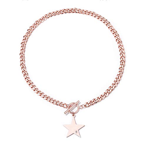 PengJin Star-Lariat-Halskette für Frauen, hypoallergener Edelstahl-Zirkon-Anhänger, Cooler Hip-Hop-Unisex-Schmuck aus kubanischer Kette, Geburtstag des Mädchens, Jubiläumsgeschenk von PengJin