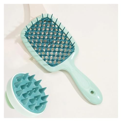 1/2 teile/satz Kopfhaut Massage Kamm Auszuhöhlen Kamm Shampoo Massage Bürste for Bad Haar Waschen Spray Flasche(2pcs set Green) von Pengchang