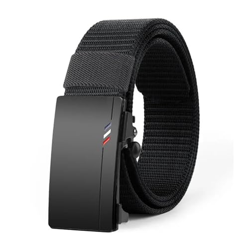 Gewebter Herrengürtel aus Nylonmaterial, zahnloser automatischer Schnallengürtel for Herren, Outdoor-Sport- und Freizeitgurt, modischer Jeansgürtel(120cm) von Pengchang