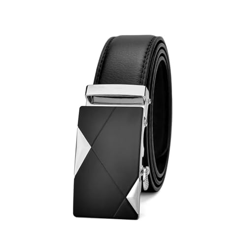 Pengchang Männer PLUS Größe 130 140 150 160 170 cm Gürtel Mode Automatische Schnalle Gürtel Luxus Designer Schwarz Braun 3,5 cm Ceinture Homme 2025(160cm,Siilverbuckle Black) von Pengchang