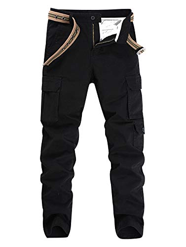 Cargohose Herren Cargo Hose Militär Hosen Stretch Pants Arbeitshose Cargohosen Lang Männer Skinny Herrenhose Slim Fit Mit Seitentaschen Outdoor Freizeithose Kampfhose Wanderhose Übergrößen Schwarz 38 von Pengniao