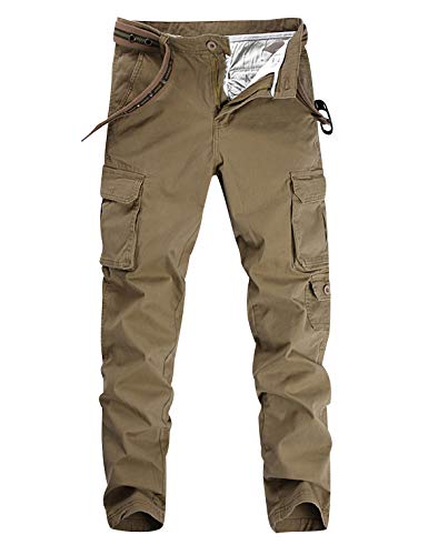 Cargohose Herren Cargo Hose Militär Hosen Stretch Pants Arbeitshose Cargohosen Lang Männer Skinny Herrenhose Slim Fit Mit Seitentaschen Outdoor Freizeithose Kampfhose Wanderhose Übergrößen Khaki 28 von Pengniao