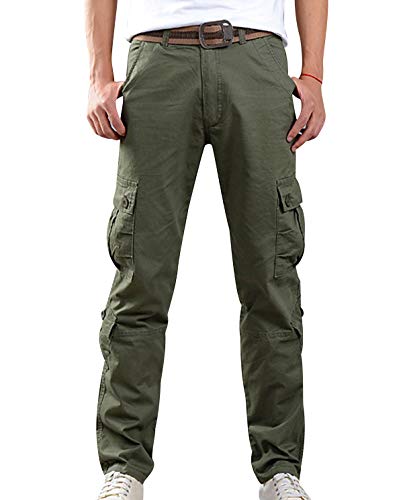 Cargohose Herren Militär Hosen Stretch Cargo Hose Pants Arbeitshose Cargohosen Männer Skinny Herrenhose Slim Army Mit Seitentaschen Outdoor Freizeithose Kampfhose Wanderhose Übergrößen Armee Grün 40 von Pengniao