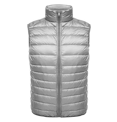 Daunenweste Herren Leicht Leichte Steppweste Herren Weste Daunen Ärmellose Dünne Light Winter Slim Fit Daunenjacken Ärmellos Ultraleichte Daunenmantel Übergröße Down Jacke Übergang Männer Grau 3XL von Pengniao