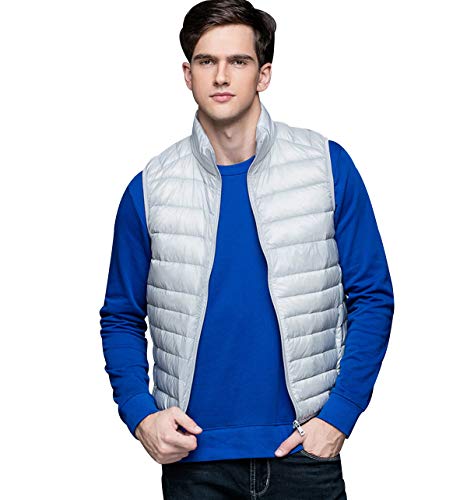 Daunenweste Herren Leicht Leichte Steppweste Herren Weste Daunen Ärmellose Dünne Winter Slim Fit Daunenjacken Ärmellos Ultraleichte Daunenmantel Steppjacken Übergröße Down Übergang Männer Grau M von Pengniao
