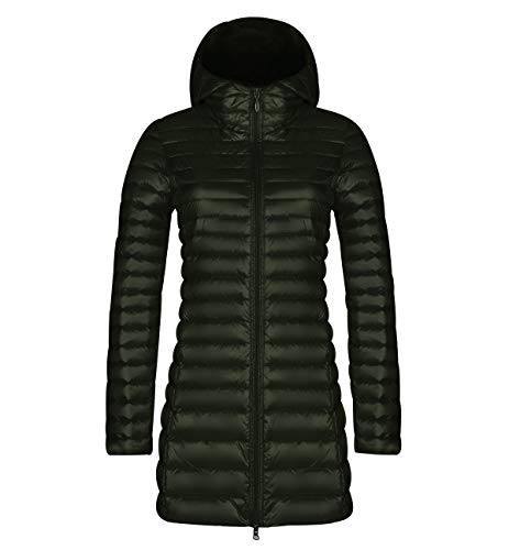 Leichte Daunenjacke Damen Lang Mit Kapuze Steppjacke Langer Daunenmantel Damen Stepp Winter Daunen Winterjacke Leicht Dünne Steppjacken Frauen Federleichte Übergangsjacke Light Down Jacke Grüne 3XL von Pengniao
