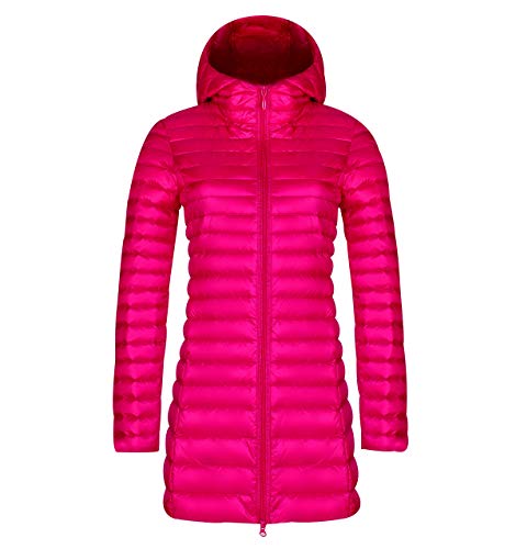 Leichte Daunenjacke Damen Lang Mit Kapuze Steppjacke Langer Daunenmantel Damen Stepp Winter Daunen Winterjacke Leicht Dünne Steppjacken Frauen Federleichte Übergangsjacke Light Down Jacke Rosa 3XL von Pengniao