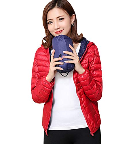 Leichte Daunenjacke Damen Mit Kapuze Steppjacke Leichter Daunenmantel Damen Winter Daunen Winterjacke Leicht Ultraleichte Dünne Frauen Federleichte Übergangsjacke Übergröße Tragen Beide Seiten 4XL von Pengniao