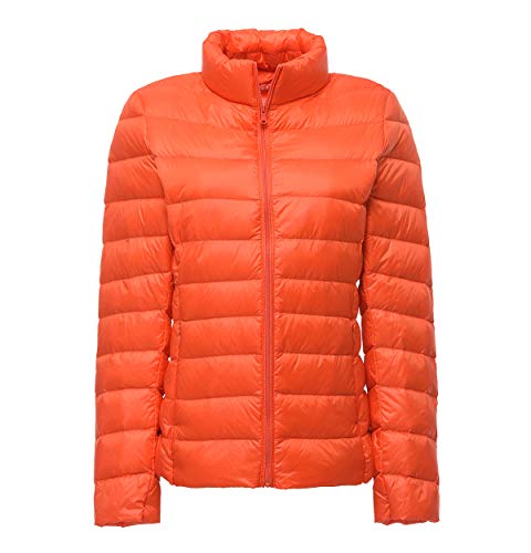 Leichte Daunenjacke Damen Steppjacke Leichter Daunenmantel Damen Stepp Winter Daunen Winterjacke Damen Leicht Ultraleichte Dünne Steppjacken Frauen Federleichte Softdaunenjacke Übergangsjacke Orange von Pengniao