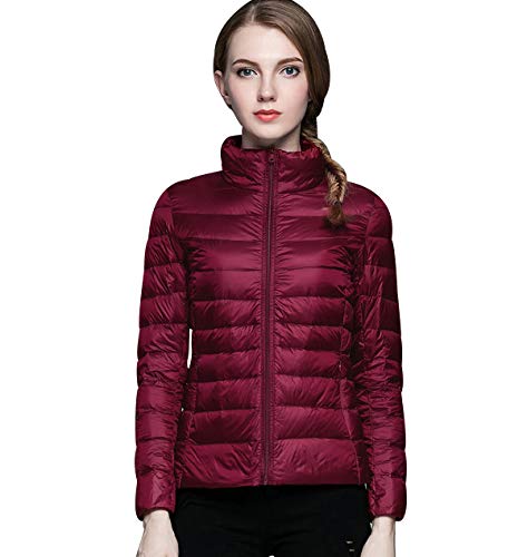 Leichte Daunenjacke Damen Steppjacke Leichter Daunenmantel Damen Stepp Winter Daunen Winterjacke Damen Leicht Ultraleichte Dünne Steppjacken Frauen Federleichte Übergangsjacke Light Down Rot M von Pengniao