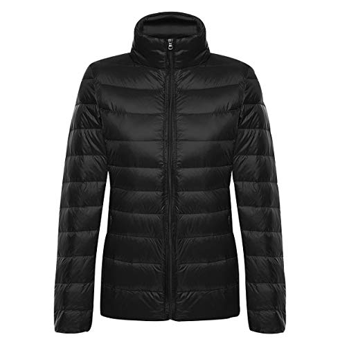 Leichte Daunenjacke Damen Steppjacke Leichter Daunenmantel Damen Stepp Winter Daunen Winterjacke Leicht Ultraleichte Dünne Übergröße Frauen Federleichte Softdaunenjacke Übergangsjacke Down Schwarz M von Pengniao