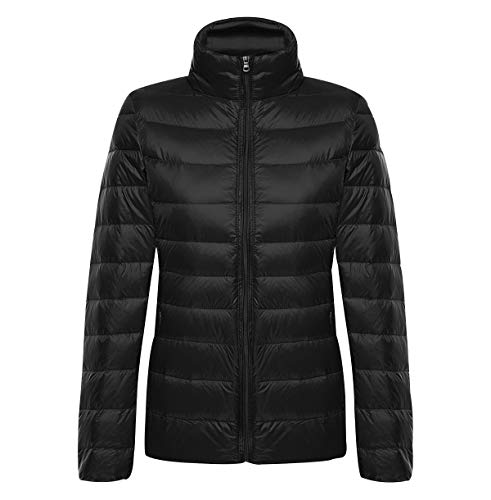 Leichte Daunenjacke Damen Steppjacke Leichter Daunenmantel Damen Stepp Winter Daunen Winterjacke Leicht Ultraleichte Dünne Übergröße Frauen Federleichte Softdaunenjacke Übergangsjacke Down Schwarz L von Pengniao