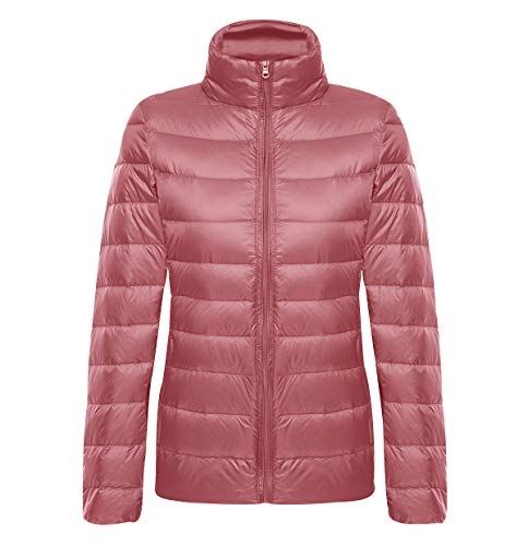 Leichte Daunenjacke Damen Steppjacke Leichter Daunenmantel Damen Stepp Winter Daunen Winterjacke Leicht Ultraleichte Dünne Übergröße Frauen Federleichte Softdaunenjacke Übergangsjacke Down Rosa 3XL von Pengniao