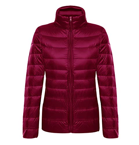 Leichte Daunenjacke Damen Steppjacke Leichter Daunenmantel Damen Stepp Winter Daunen Winterjacke Leicht Ultraleichte Dünne Übergröße Frauen Federleichte Softdaunenjacke Übergangsjacke Down Rot 3XL von Pengniao