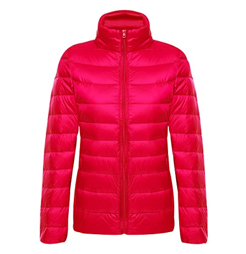 Leichte Daunenjacke Damen Steppjacke Leichter Daunenmantel Damen Stepp Winter Daunen Winterjacke Leicht Ultraleichte Dünne Übergröße Frauen Federleichte Softdaunenjacke Übergangsjacke Down Rot XL von Pengniao