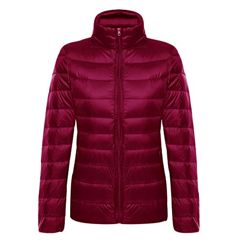 Pengniao Damen Leichte Daunenjacke Rot XL - Steppjacke, Winterjacke, Daunenmantel, Übergangsjacke, Warm, Winddicht, Packbar, Multi-Pocket, All-Match-Stil, Geschenk von Pengniao