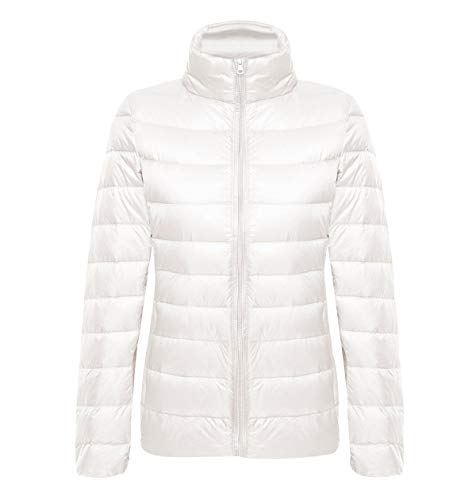 Leichte Daunenjacke Damen Steppjacke Leichter Daunenmantel Damen Stepp Winter Daunen Winterjacke Leicht Ultraleichte Dünne Übergröße Frauen Federleichte Softdaunenjacke Übergangsjacke Down Weiß 2XL von Pengniao