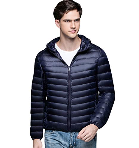 Leichte Daunenjacke Herren Mit Kapuze Daunenmantel Steppjacke Daunen Winterjacke Herren Leicht Männer Down Jacket Light Daunenjacken Ultraleichte Steppjacken Winter Übergröße Sportliche Marine 3XL von Pengniao