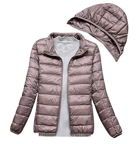 Leichte Daunenjacke Mit Beweglich Kapuze Damen Steppjacke Leichter Daunenmantel Damen Winter Daunen Winterjacke Damen Leicht Ultraleichte Dünne Steppjacken Frauen Federleichte Softdaunenjacke Khaki von Pengniao