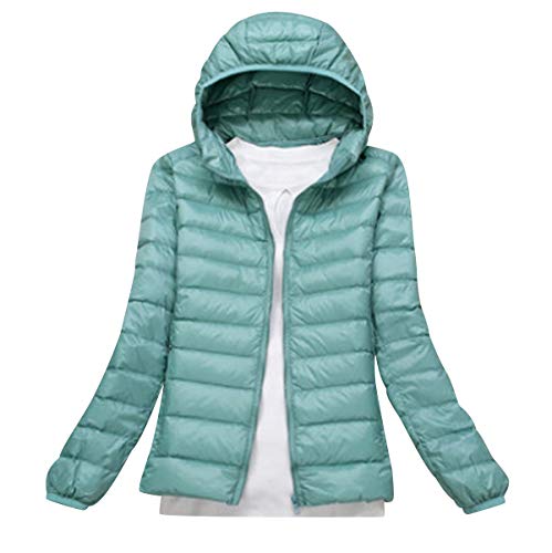 Pengniao Damen leichte daunenjacke mit kapuze ultra light stopfbarer gefüllt coat parka gesteppte padded puffer jacket mittel bean grün von Pengniao