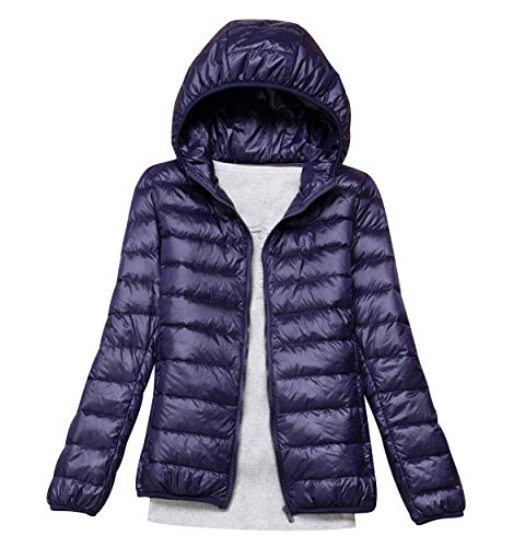 Leichte Daunenjacke Mit Kapuze Damen Steppjacke Daunenmantel Damen Winter Daunen Winterjacke Damen Leicht Ultraleichte Dünne Steppjacken Frauen Federleichte Softdaunenjacke Übergangsjacke Marine von Pengniao