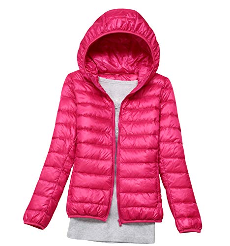 Leichte Daunenjacke Mit Kapuze Damen Steppjacke Daunenmantel Damen Winter Daunen Winterjacke Damen Leicht Ultraleichte Dünne Steppjacken Frauen Federleichte Softdaunenjacke Übergangsjacke Rosa von Pengniao