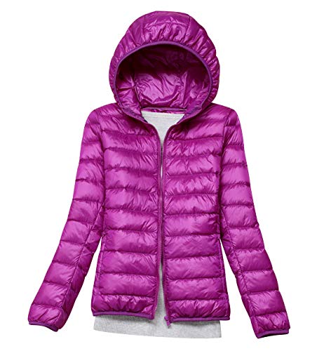 Leichte Daunenjacke Mit Kapuze Damen Steppjacke Daunenmantel Damen Winter Daunen Winterjacke Damen Leicht Ultraleichte Dünne Steppjacken Frauen Federleichte Softdaunenjacke Übergangsjacke Violett von Pengniao