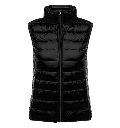 Leichte Daunenweste Damen Steppweste Leicht Ärmellose Daunen Weste Damen Dünne Übergröße Ultraleicht Light Daunenjacke Ärmellos Daunenmantel Steppjacke Ultraleichte Große Größen Winter Schwarz 3XL von Pengniao