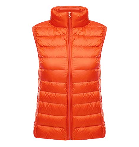 Leichte Daunenweste Damen Steppweste Leicht Ärmellose Daunen Weste Damen Dünne Übergröße Ultraleicht Light Daunenjacke Ärmellos Daunenmantel Steppjacke Ultraleichte Große Größen Winter Orange 2XL von Pengniao