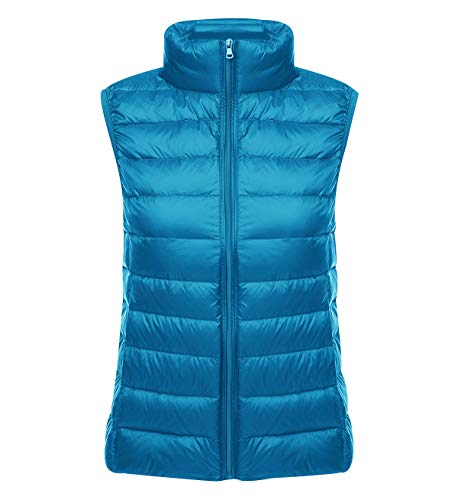 Leichte Daunenweste Damen Steppweste Leicht Ärmellose Daunen Weste Damen Dünne Übergröße Ultraleicht Light Daunenjacke Ärmellos Daunenmantel Steppjacke Ultraleichte Große Größen Winter Blau M von Pengniao