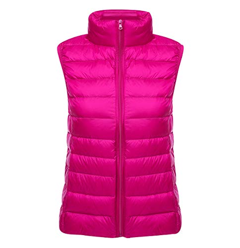 Leichte Daunenweste Damen Steppweste Leicht Ärmellose Daunen Weste Damen Dünne Übergröße Ultraleicht Light Daunenjacke Ärmellos Daunenmantel Steppjacke Ultraleichte Große Größen Winter Rosa M von Pengniao