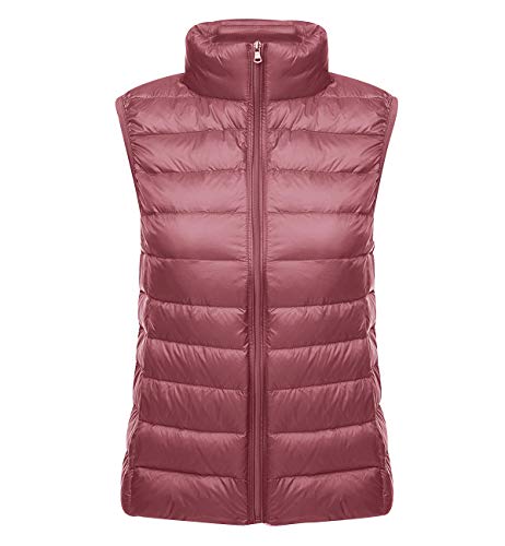 Leichte Daunenweste Damen Steppweste Leicht Ärmellose Daunen Weste Damen Dünne Übergröße Ultraleicht Light Daunenjacke Ärmellos Daunenmantel Steppjacke Ultraleichte Große Größen Winter Rosa L von Pengniao