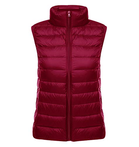 Leichte Daunenweste Damen Steppweste Leicht Ärmellose Daunen Weste Damen Dünne Übergröße Ultraleicht Light Daunenjacke Ärmellos Daunenmantel Steppjacke Ultraleichte Große Größen Winter Rot 2XL von Pengniao