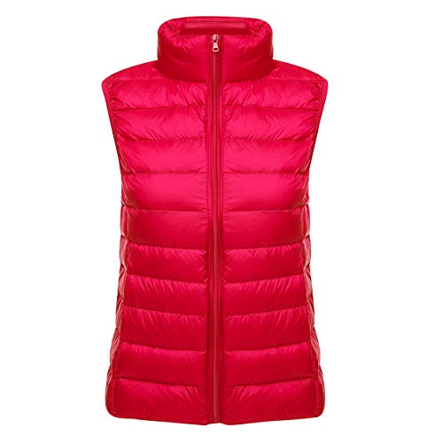 Leichte Daunenweste Damen Steppweste Leicht Ärmellose Daunen Weste Damen Dünne Übergröße Ultraleicht Light Daunenjacke Ärmellos Daunenmantel Steppjacke Ultraleichte Große Größen Winter Rot 3XL von Pengniao